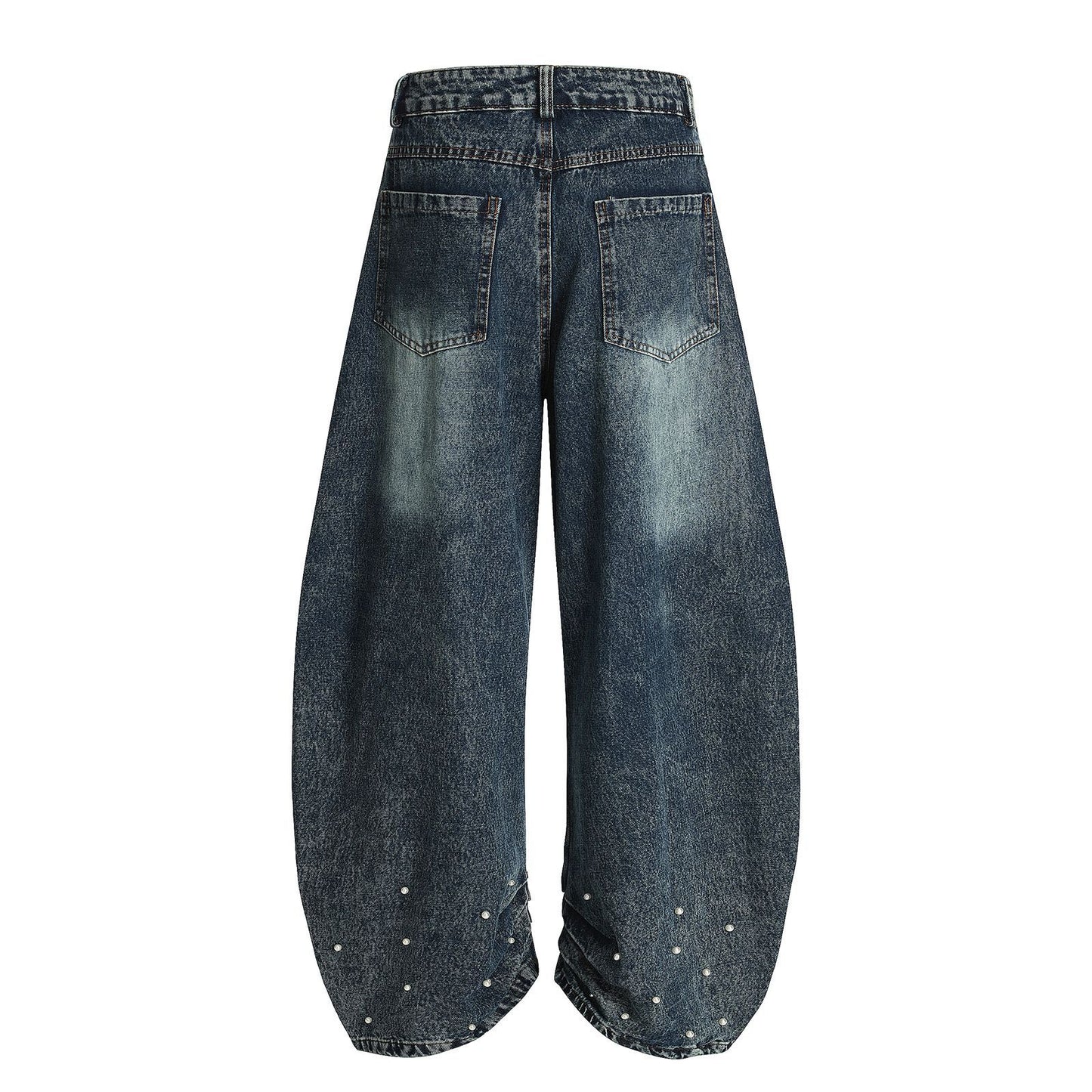 Wash denim jeans wide leg pants