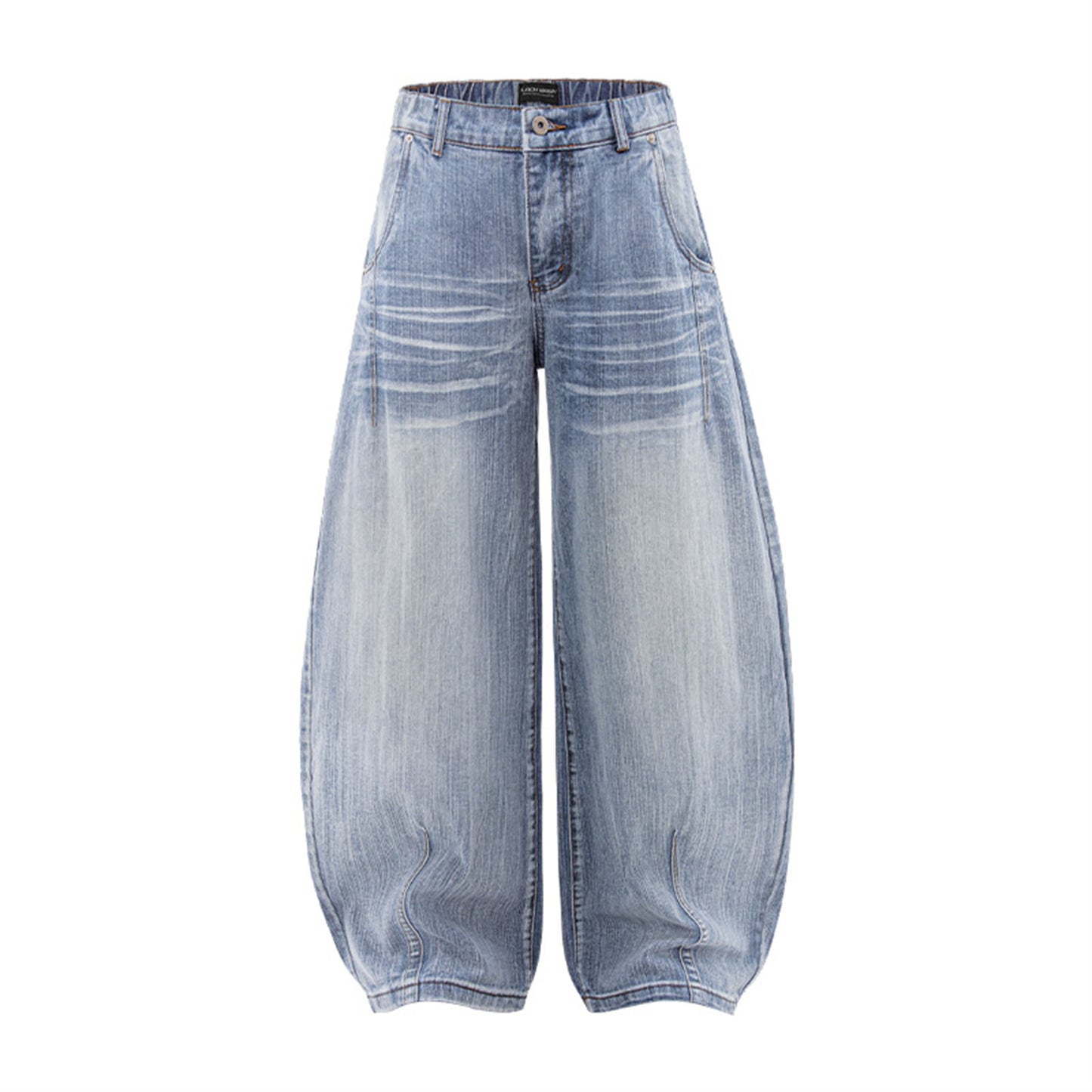 Washed Wide Leg Tapered Jeans Unisex Loose Slimming Long Pants