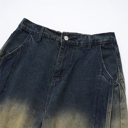 Gradient deconstruction curved knife jeans for men