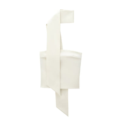 Women's Clothing INS Internet Celebrity Temperament Off-the-Shoulder Thin Scarf Decorated Satin Feel Top