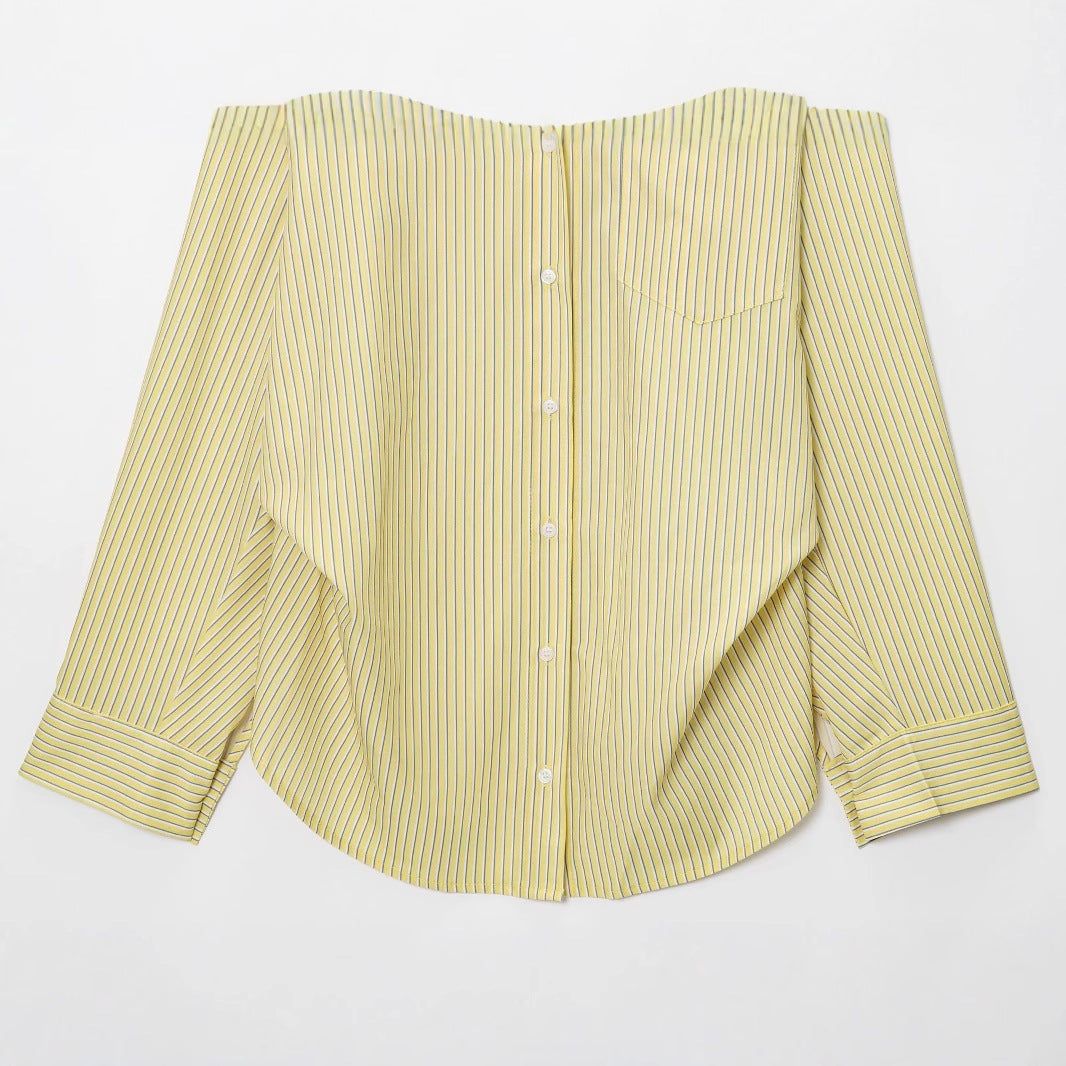 Women's Clothing Striped Loose Shantung Shirt