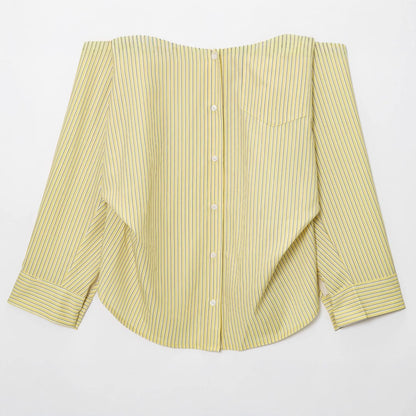 Women's Clothing Striped Loose Shantung Shirt