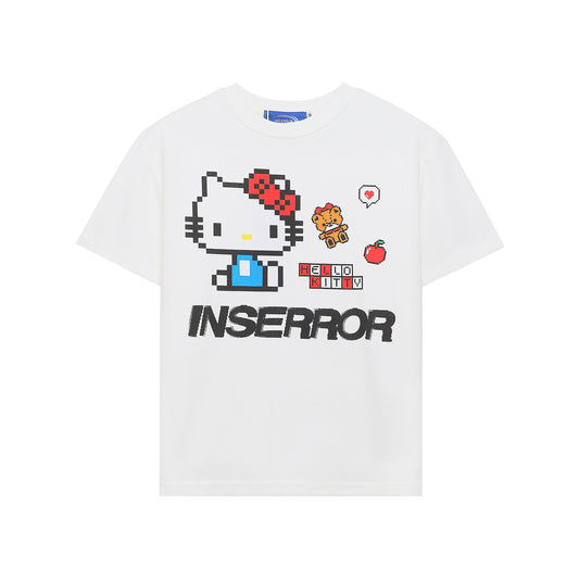 Retro Cartoon Print Short Sleeve T-Shirt Women's Regular Shoulder Slim Fit Unique Design Short Crop Top