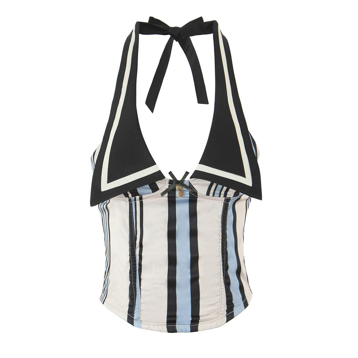 Bare back hanging neck small suspender+hip hugging short skirt