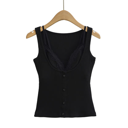 Sexy and Slim Lace Splicing Top