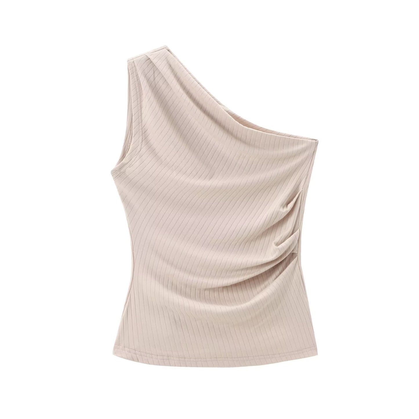 Women's High-Waist Wide-Leg Pants + Asymmetric Collar Sleeveless Top Set