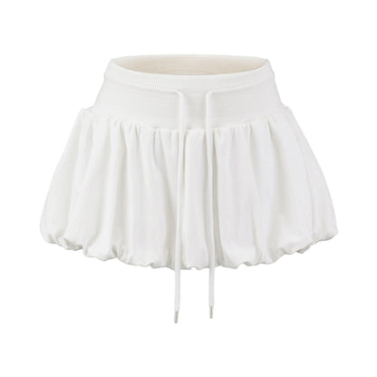 Drawstring flower bud fluffy short skirt half skirt