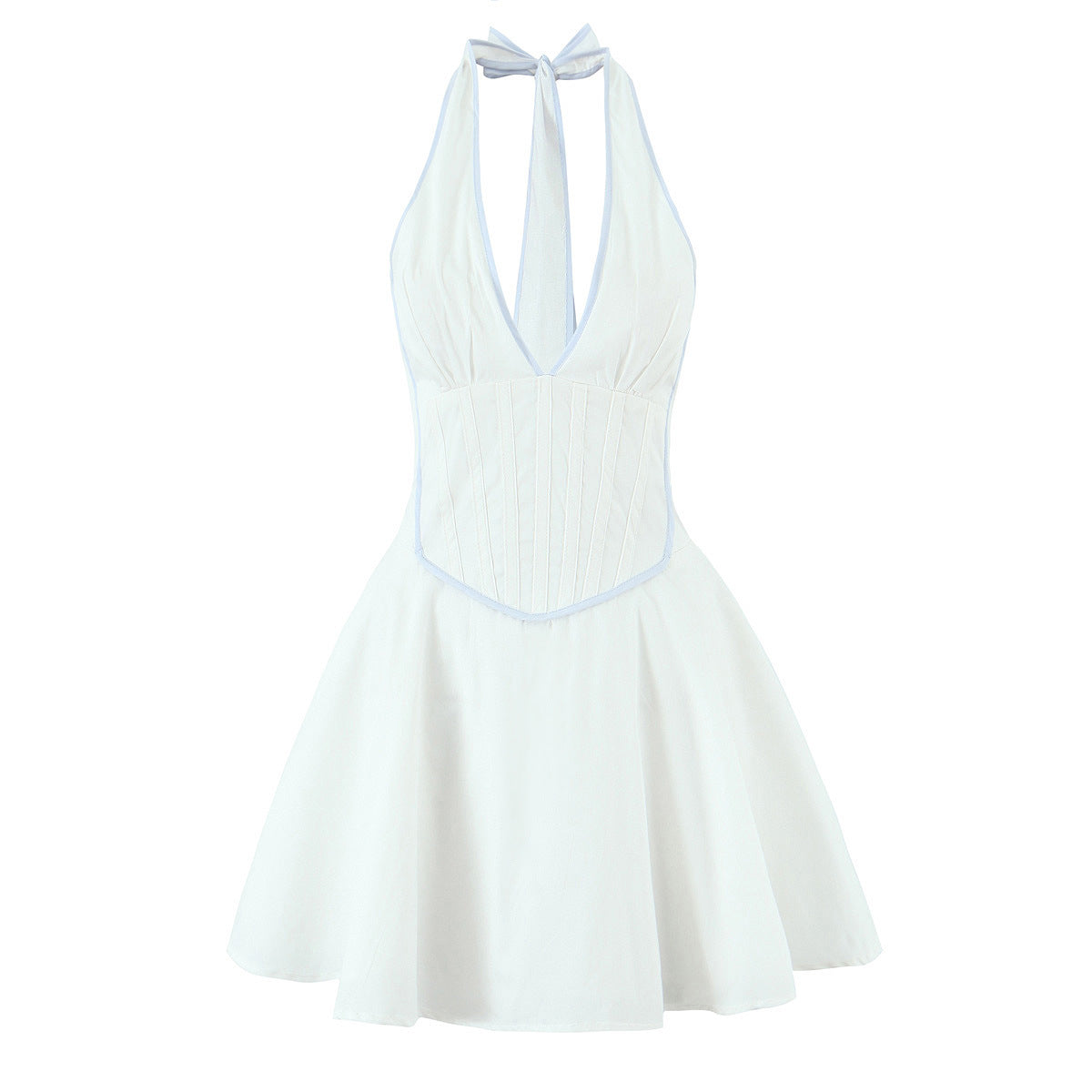 Tie-Neck Waist-Cinching Dress