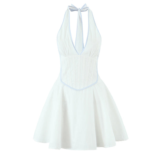 Tie-Neck Waist-Cinching Dress