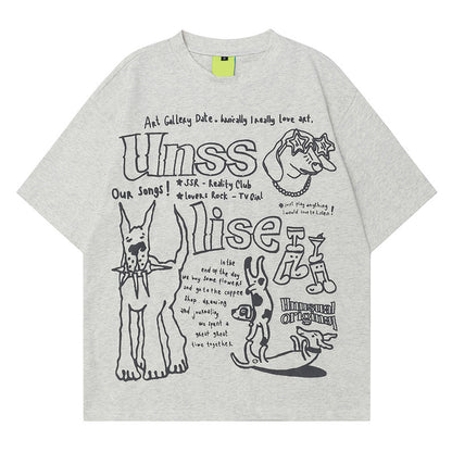 Short Sleeve T-Shirt Unisex Summer Loose Fit Couple Half Sleeve
