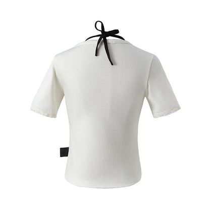 Short Sleeve T-Shirt Women's Design Fitted Slim Regular Shoulder Crop Top