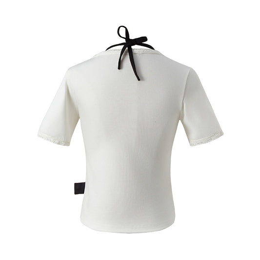 Short Sleeve T-Shirt Women's Design Fitted Slim Regular Shoulder Crop Top
