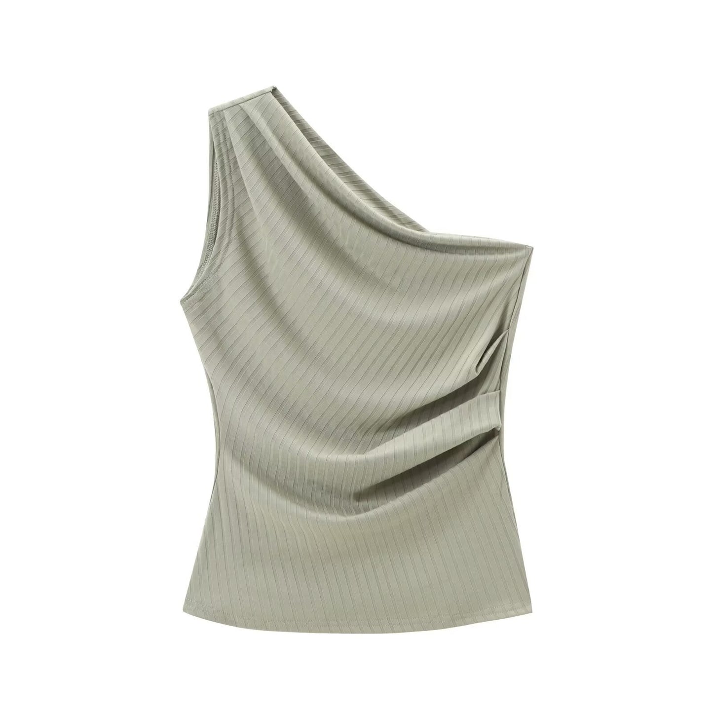Women's High-Waist Wide-Leg Pants + Asymmetric Collar Sleeveless Top Set
