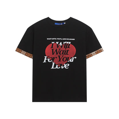 Short slim fit short sleeved T-shirt with letter print for women