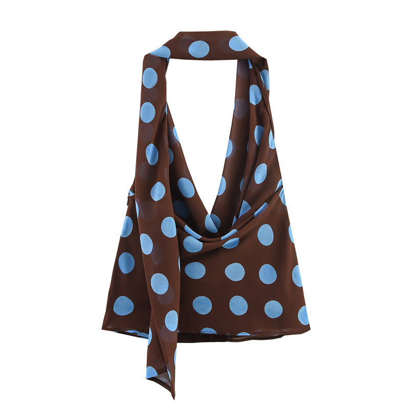 Sexy Polka Dot Halter Top and Skirt Set for Women Style Fashion