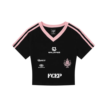 Short Sleeve T-Shirt Block Letter  Loose Regular Shoulder