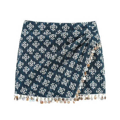 Women's Clothing Beaded Decorative Printed Skirt Pants