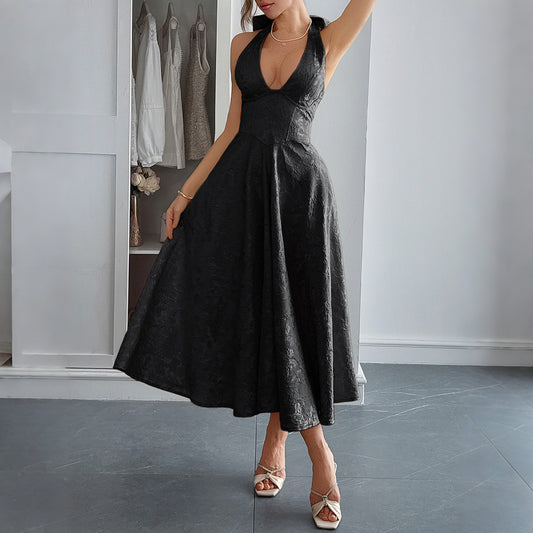 Elegant and Charming Off-the-Shoulder Waist-Cinching Long Dress for Women