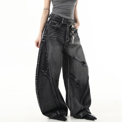 Vintage washed vintage curved knife dad jeans