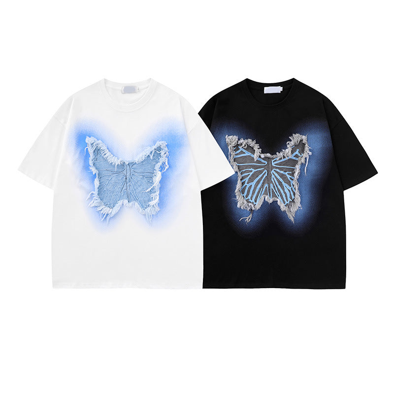 Patch Decorated Couple Ins Student Short Sleeve T-Shirt for Women