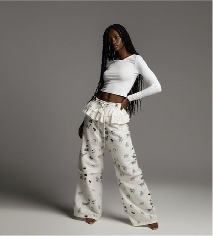 Wide Leg Pants with Flap Design for Women Summer Loose Cargo Trousers