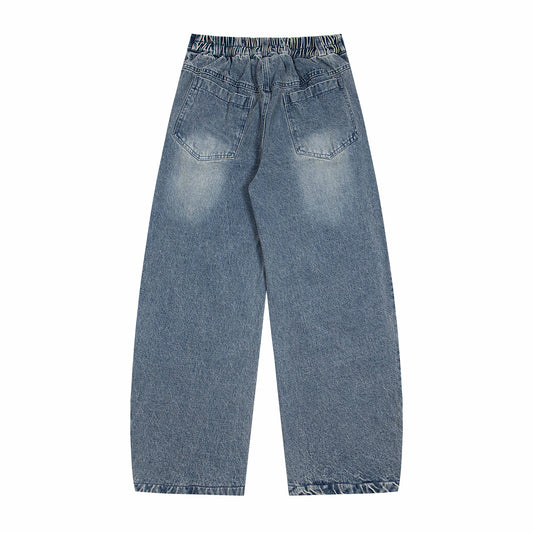 Cartoon graffiti printed jeans wide leg pants