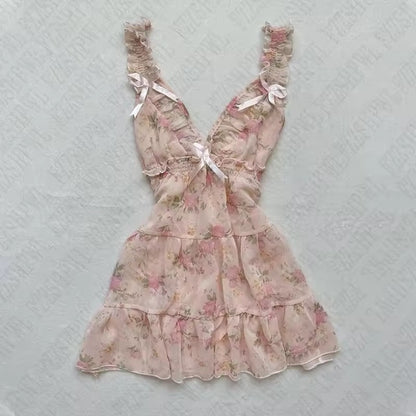 Short Sleeve Lace Retro Fashion Slim Waist-Cinching Versatile Plaid Dress