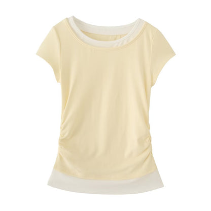 Round neck slim fit short sleeved T-shirt
