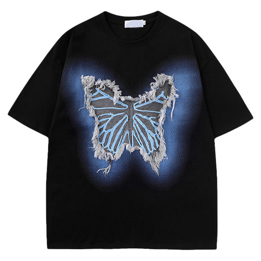 Patch Decorated Couple Ins Student Short Sleeve T-Shirt for Women