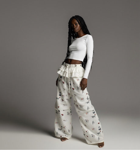 Wide Leg Pants with Flap Design for Women Summer Loose Cargo Trousers