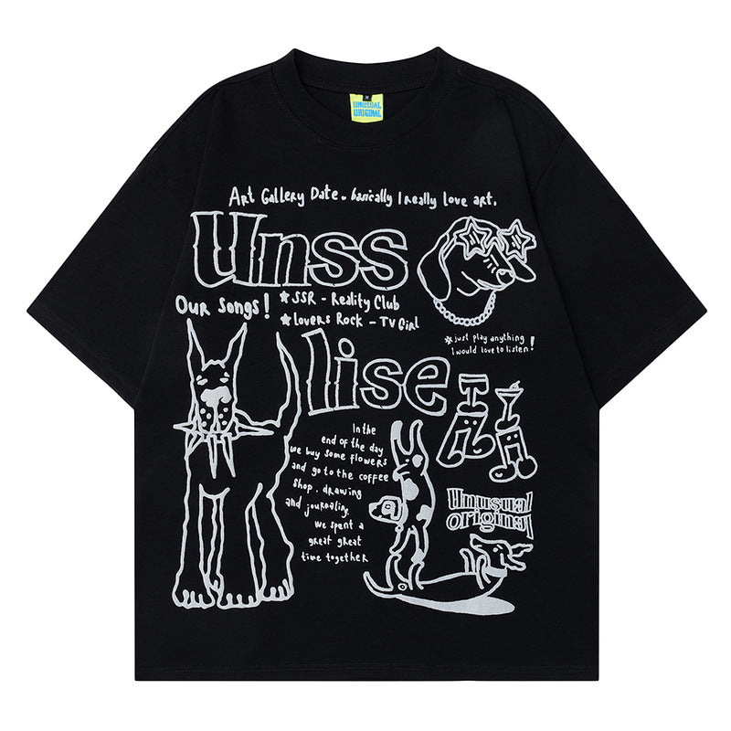 Short Sleeve T-Shirt Unisex Summer Loose Fit Couple Half Sleeve