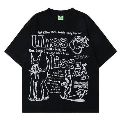 Short Sleeve T-Shirt Unisex Summer Loose Fit Couple Half Sleeve