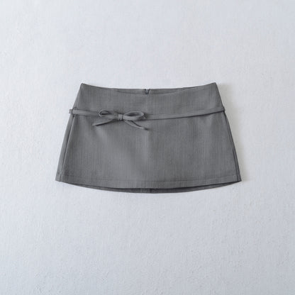 Elastic Waist Tie Belt Butterfly Knot Lined Pencil Skirt