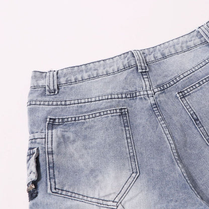 Street Style High-Quality Heavy-Washed Denim Long Pants