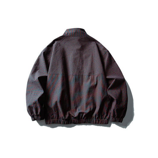 Casual Plaid Stand Collar Jacket Loose Leisure Outerwear