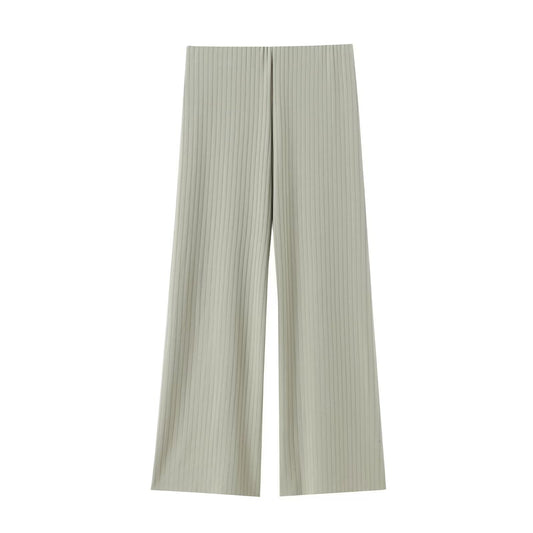 Women's High-Waist Wide-Leg Pants + Asymmetric Collar Sleeveless Top Set