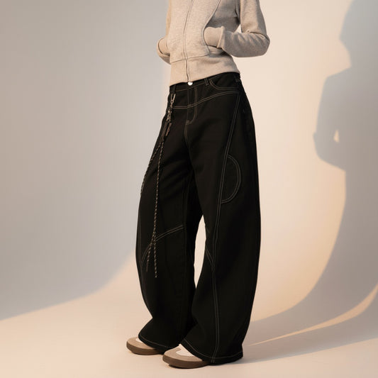 Vintage burgundy curved knife jeans for women