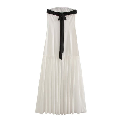 Strapless sleeveless patchwork dress