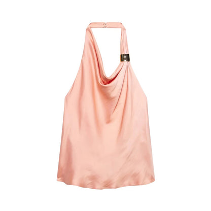 Golden Embellished Satin Feel Halter Top + Skirt Set for Women