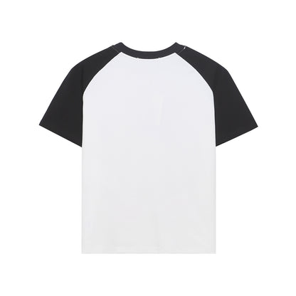 Retro Cat Print Raglan Short Sleeve T-Shirt Women's Slim Design Sense Unique Short Length Spicy Girl Top