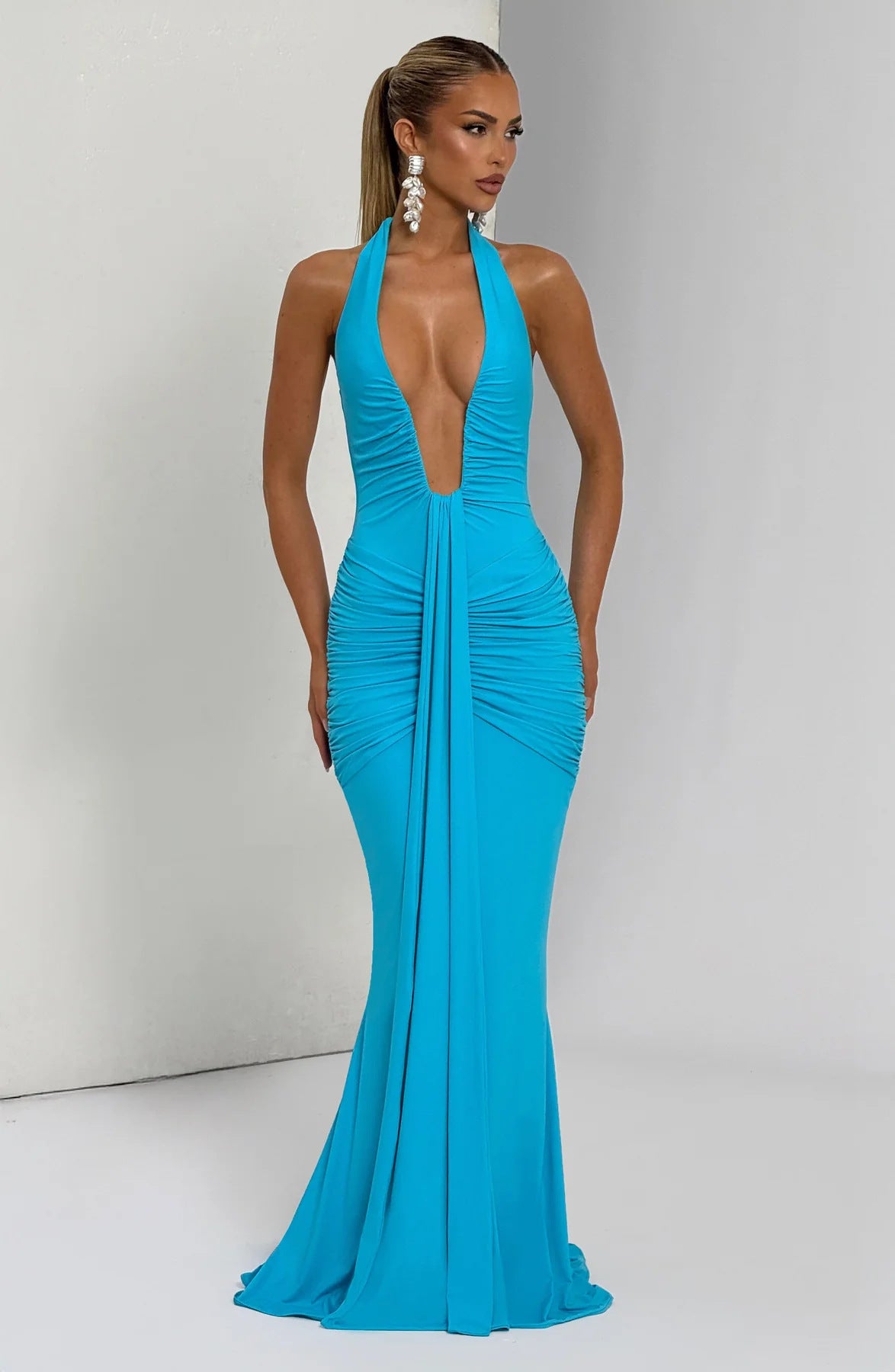 Women's  Pure Color Halter Sleeveless Backless Sexy Dress