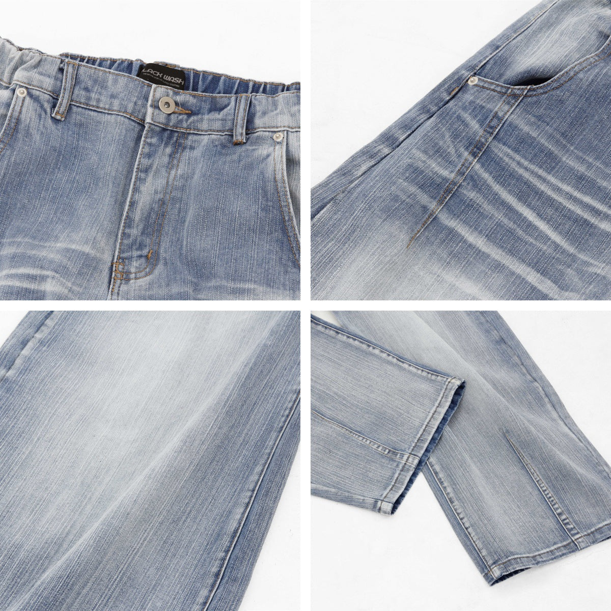 Washed Wide Leg Tapered Jeans Unisex Loose Slimming Long Pants