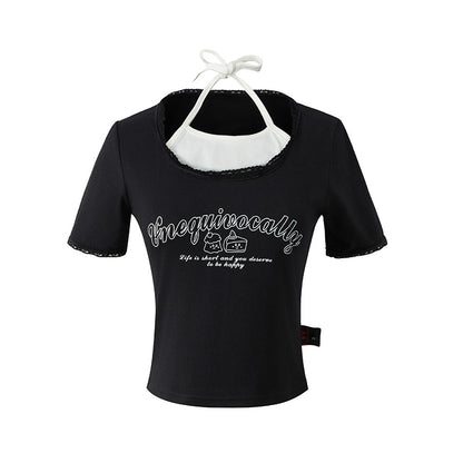 Short Sleeve T-Shirt Women's Design Fitted Slim Regular Shoulder Crop Top