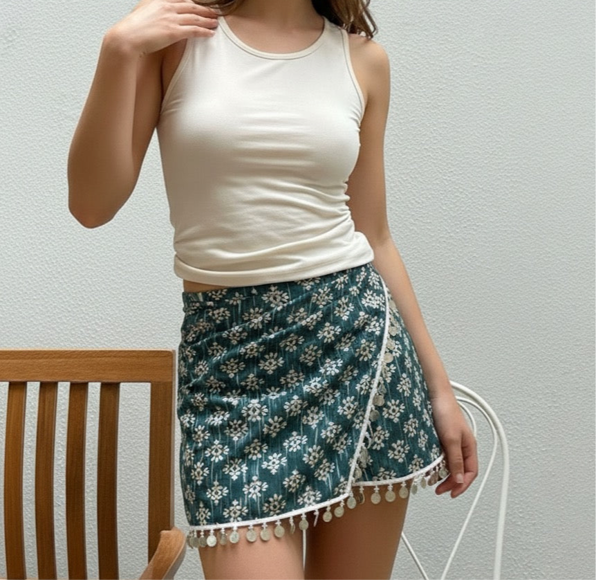 Women's Clothing Beaded Decorative Printed Skirt Pants