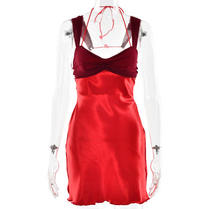 Women's dress sexy backless hanging neck slim strap dress