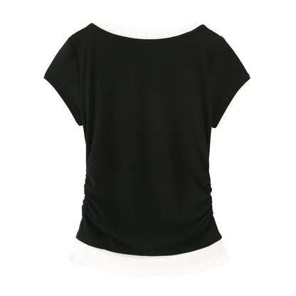 Round neck slim fit short sleeved T-shirt