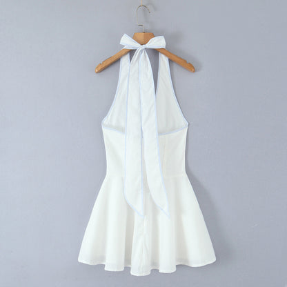 Tie-Neck Waist-Cinching Dress