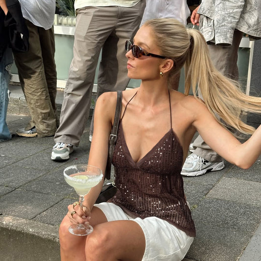 V-neck Sexy Backless Crop Top