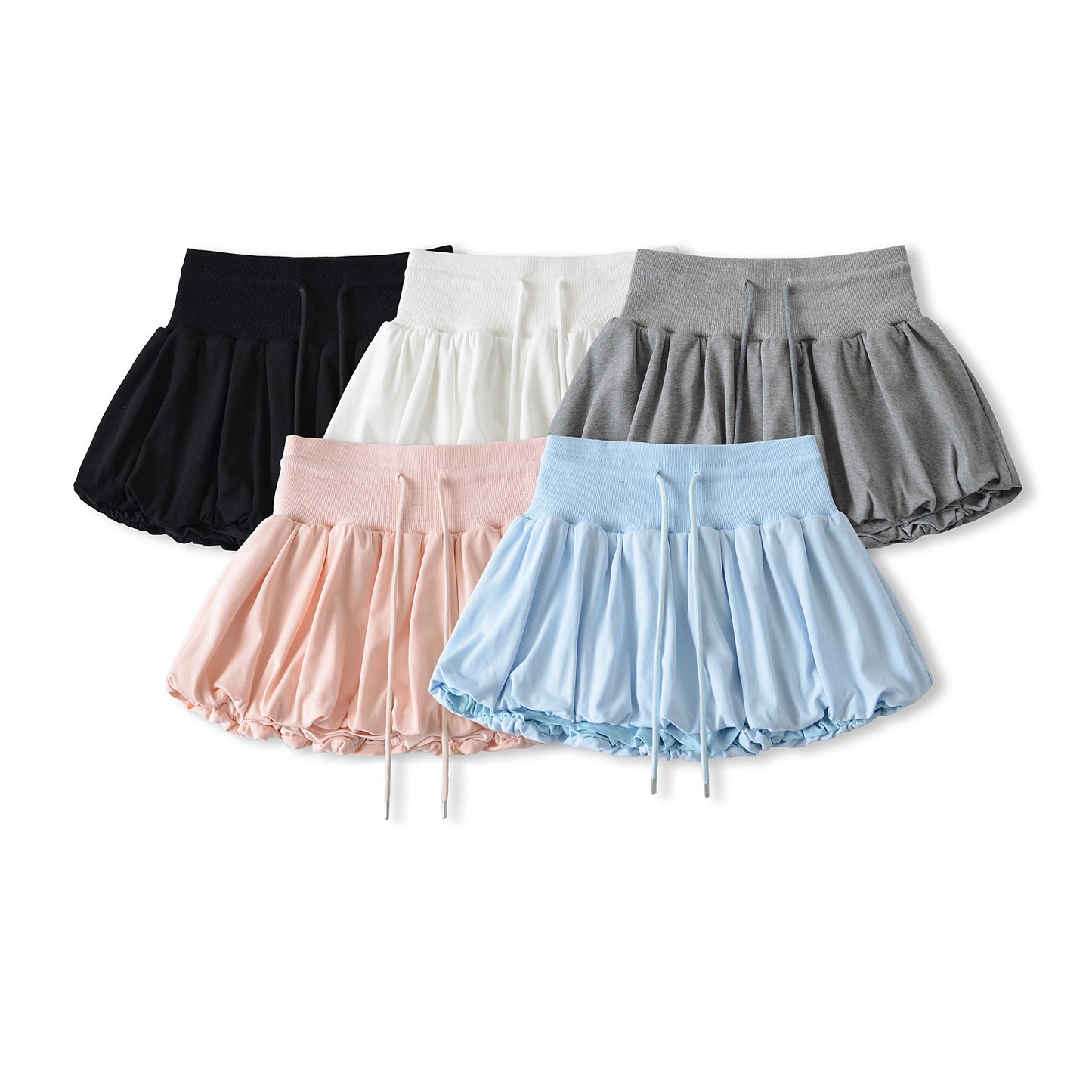 Drawstring flower bud fluffy short skirt half skirt