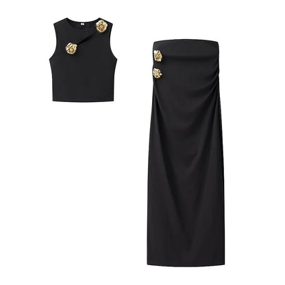 Women's Fashion Knitted Top + High-Waisted Skirt Set Seductive and Alluring